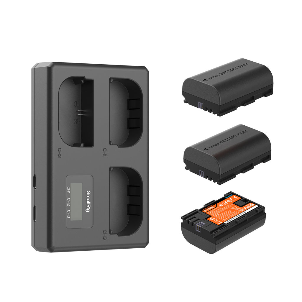 Kit de 3 Baterías LP-E6NH + Cargador Triple SmallRig para Canon