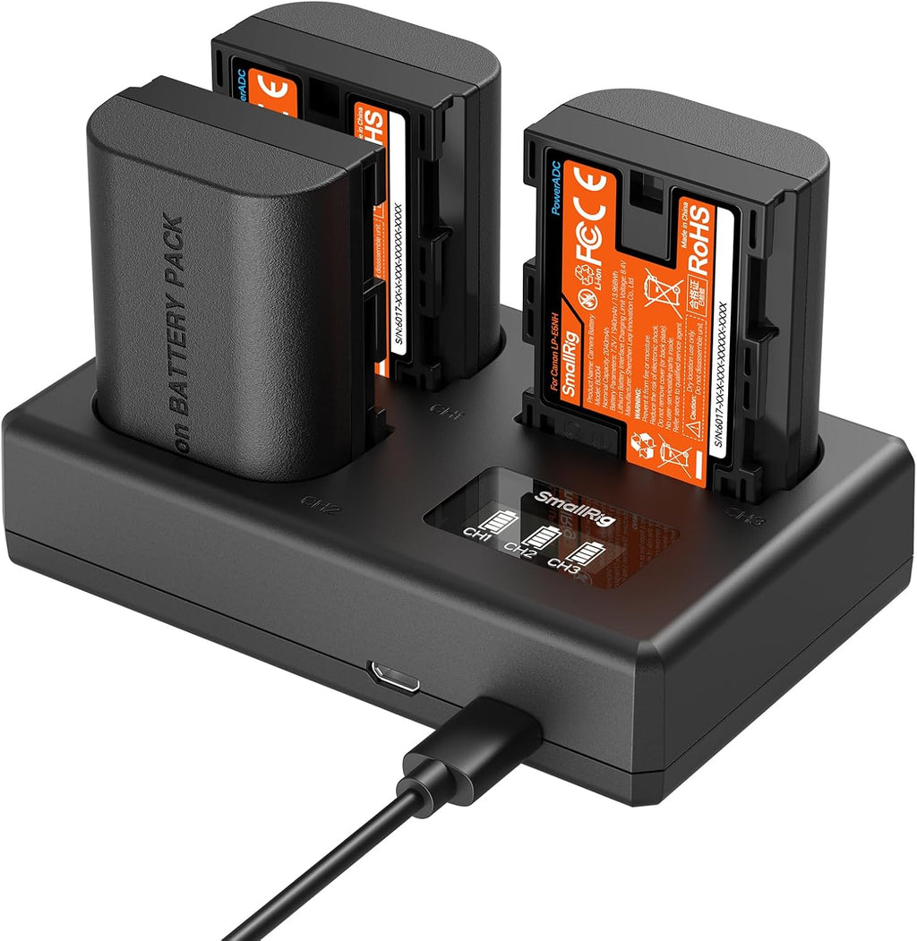 Kit de 3 Baterías LP-E6NH + Cargador Triple SmallRig para Canon