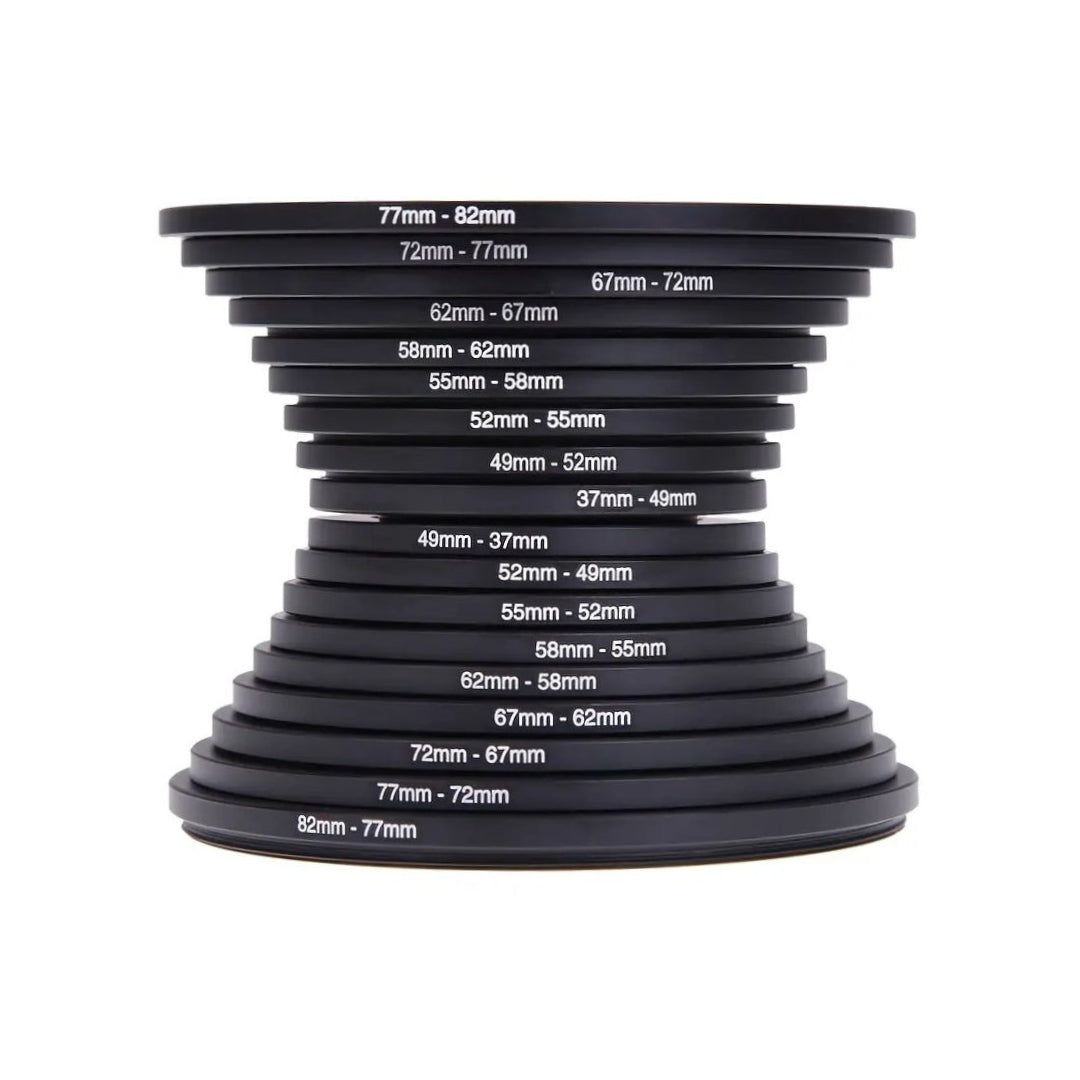 Juego de adaptadores de anillo de filtro de 18 piezas