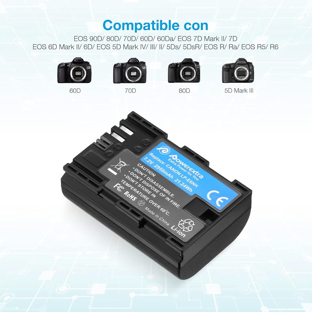 Batería LP-E6NH Powerextra para Canon