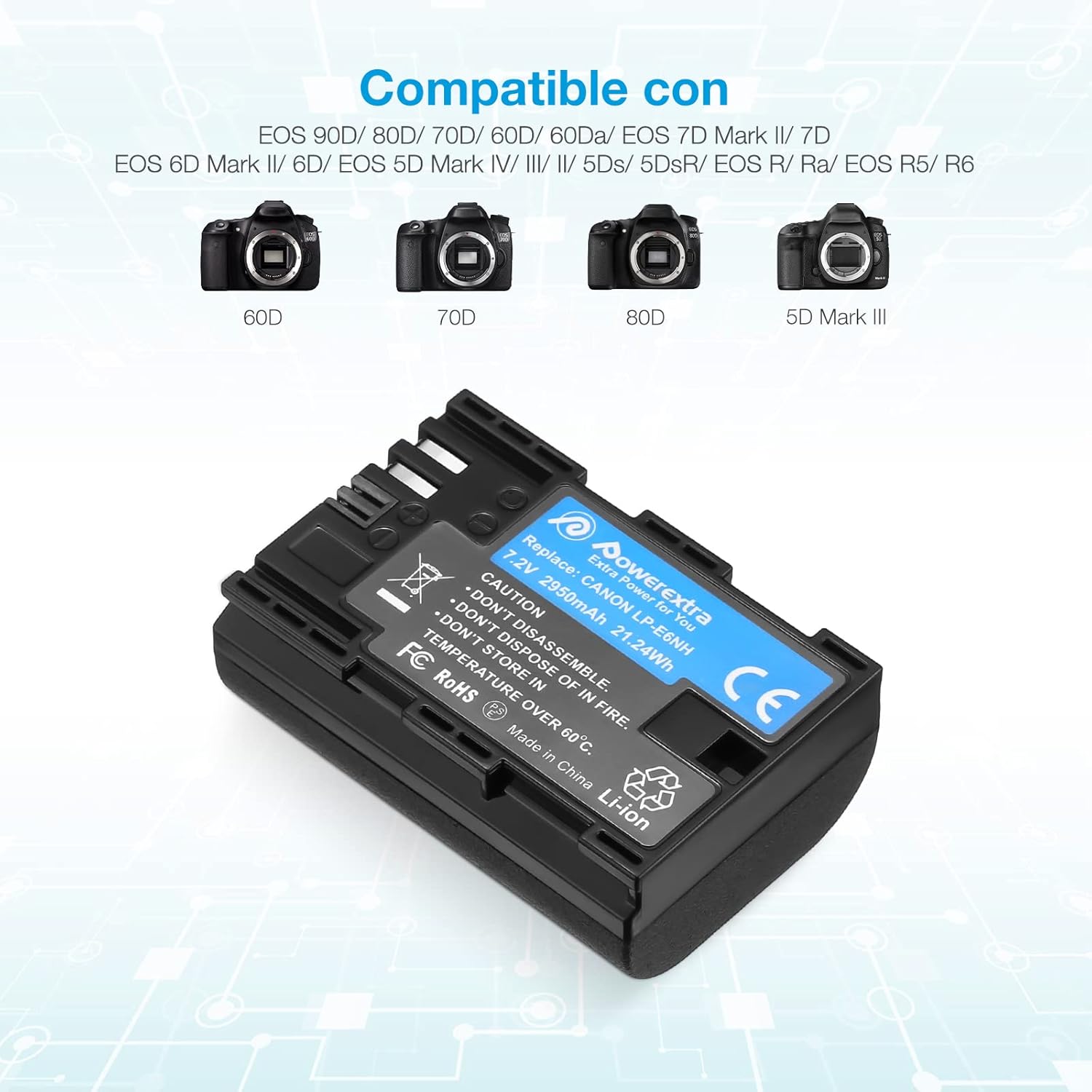 Batería LP-E6NH Powerextra para Canon