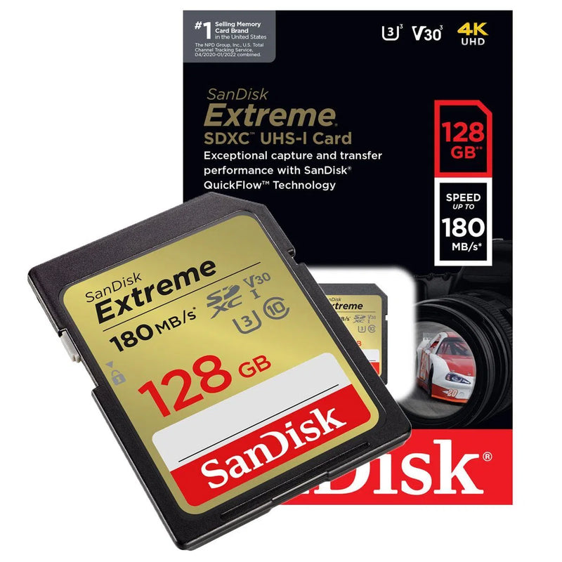 Sandisk Tarjeta SD 128GB - Extreme SDXC UHS-I (180MB/s-90MB/s)